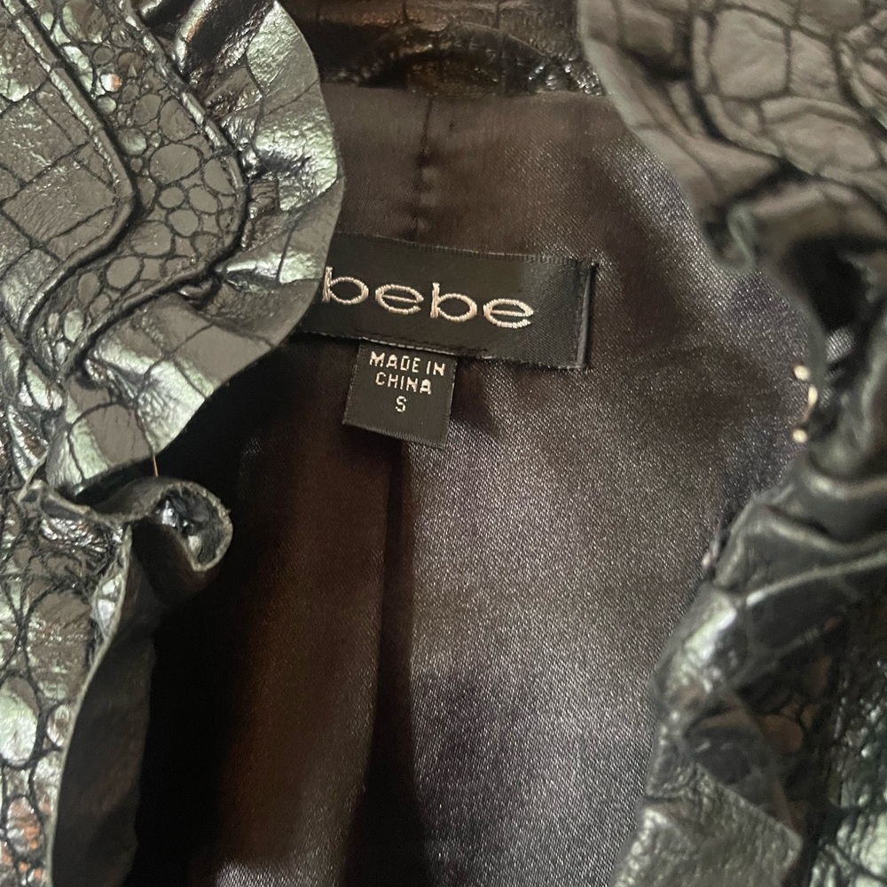 Bebe Black Croc-Pattern Leather Jacket - image 2